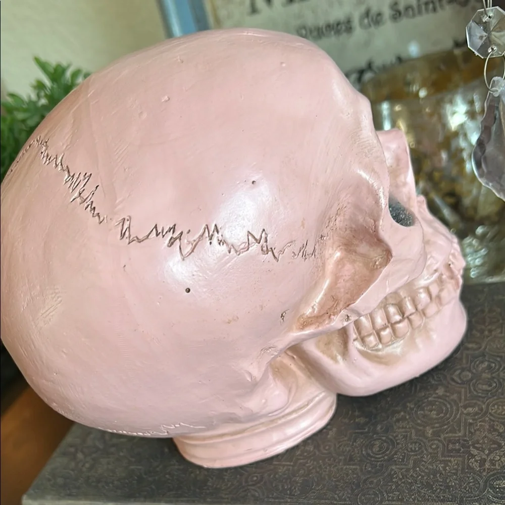 Halloween Gothic Glam Pink Skull Decor with Glitter Eyes